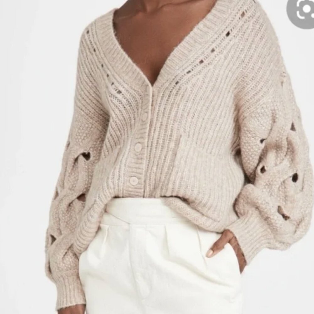 Jonathan Simkhai Sweater Cream / Brown Chunky Brown Reagan  Sz Medium